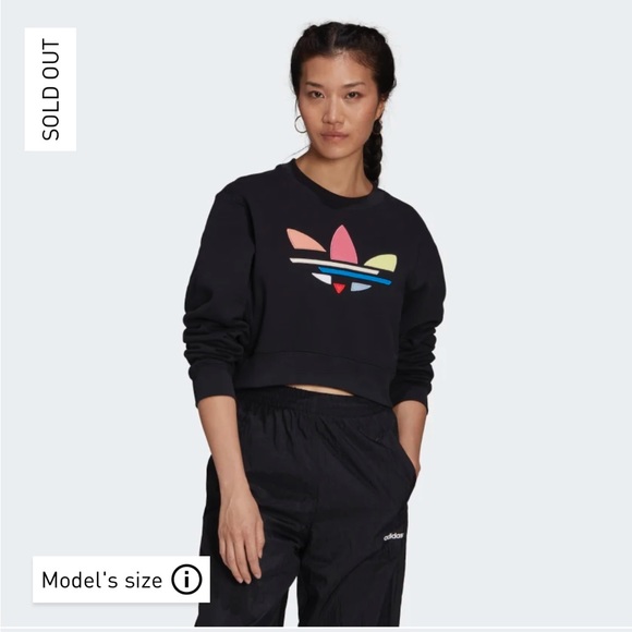 adidas | Tops | Adidas Shattered Trefoil Cropped Sweatshirt Us Small |  Poshmark